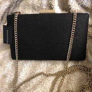 Banana Republic Minaudiere Glitter Black Clutch